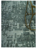 Hand Knotted Gray and Silver 5x8 Modern Abstract Contemporary Recycled Silk Rug