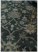Hand Knotted Gray and Silver Traditional Antique Wool Area Rug, Living Room and Bedroom Rug