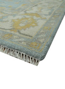 Hand Knotted Gray, Ivory and Mustard 6x8.8 Traditional Oriental Oushak wool rug by The Rug Decor
