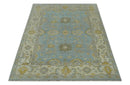 Hand Knotted Gray, Ivory and Mustard 6x8.8 Traditional Oriental Oushak wool rug by The Rug Decor