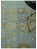 Hand Knotted Gray, Ivory and Mustard 6x8.8 Traditional Oriental Oushak wool rug by The Rug Decor
