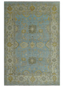 Hand Knotted Gray, Ivory and Mustard 6x8.8 Traditional Oriental Oushak wool rug by The Rug Decor