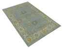 Hand Knotted Gray, Ivory and Mustard 6x8.8 Traditional Oriental Oushak wool rug by The Rug Decor