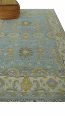 Hand Knotted Gray, Ivory and Mustard 6x8.8 Traditional Oriental Oushak wool rug by The Rug Decor
