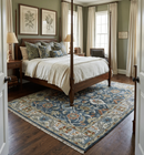 Green and Ivory Wool Area Rug - Hand Knotted Traditional Oushak by The Rug Decor