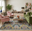 Wool Area Rug Green Pink Gold - Hand-Knotted Traditional Oushak by The Rug Decor