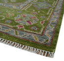 Hand Knotted Green and Silver Traditional Multi Size Antique Wool Area Rug by The Rug Decor