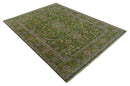Hand Knotted Green and Silver Traditional Multi Size Antique Wool Area Rug by The Rug Decor