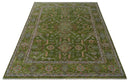 Hand Knotted Green and Silver Traditional Multi Size Antique Wool Area Rug by The Rug Decor