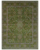 Hand Knotted Green and Silver Traditional Multi Size Antique Wool Area Rug by The Rug Decor