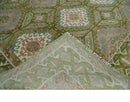 Hand Knotted Green, Ivory and Silver Oriental Traditional 9x12 Wool Area Rug by The Rug Decor