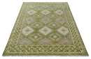 Hand Knotted Green, Ivory and Silver Oriental Traditional 9x12 Wool Area Rug by The Rug Decor