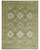 Hand Knotted Green, Ivory and Silver Oriental Traditional 9x12 Wool Area Rug by The Rug Decor