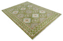 Hand Knotted Green, Ivory and Silver Oriental Traditional 9x12 Wool Area Rug by The Rug Decor