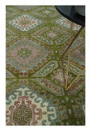 Hand Knotted Green, Ivory and Silver Oriental Traditional 9x12 Wool Area Rug by The Rug Decor