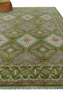 Hand Knotted Green, Ivory and Silver Oriental Traditional 9x12 Wool Area Rug by The Rug Decor