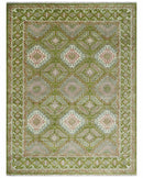 Hand Knotted Green, Ivory and Silver Oriental Traditional Multi Size Wool Area Rug