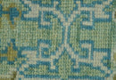 Green Olive Teal Wool Area Rug 8x10 - Hand-Knotted Traditional