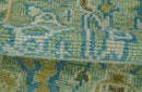 Green Olive Teal Wool Area Rug 8x10 - Hand-Knotted Traditional