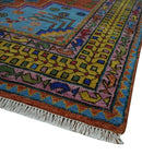 Hand Knotted Green, Rust, Yellow, Pink and Blue Traditional Floral 8x10 Wool Area Rug by The Rug Decor