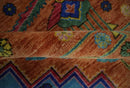 Hand Knotted Green, Rust, Yellow, Pink and Blue Traditional Floral 9x12 and 10x14 Wool Area Rug by The Rug Decor