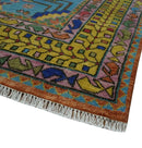 Hand Knotted Green, Rust, Yellow, Pink and Blue Traditional Floral 9x12 and 10x14 Wool Area Rug by The Rug Decor