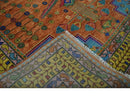 Hand Knotted Green, Rust, Yellow, Pink and Blue Traditional Floral 9x12 and 10x14 Wool Area Rug by The Rug Decor