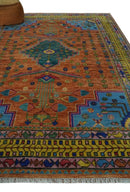 Hand Knotted Green, Rust, Yellow, Pink and Blue Traditional Floral 9x12 and 10x14 Wool Area Rug by The Rug Decor