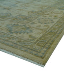 Hand Knotted Ivory And Blue Traditional Oushak Design 8x10 Wool Area Rug
