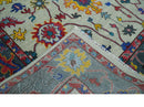 Vibrant colorful Ivory and Charcoal Hand Knotted Traditional Oushak Multi size Wool area Rug