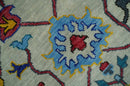 Vibrant colorful Ivory and Charcoal Hand Knotted Traditional Oushak Multi size Wool area Rug