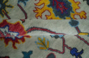Hand Knotted Ivory and Charcoal 9x12 Traditional Oushak Wool Rug