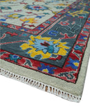 Hand Knotted Ivory and Charcoal 9x12 Traditional Oushak Wool Rug