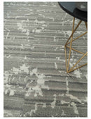 Hand Knotted Ivory and Charcoal Traditional Abstract Natural Wool Custom Made Area Rug, Kids, Living Room and Bedroom Rug