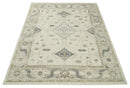 Custom Made Hand Knotted Ivory and Charcoal Traditional Tribal Natural Wool Area Rug, Kids, Living Room and Bedroom Rug