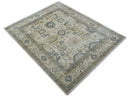Hand Knotted Ivory And Gray Traditional Oushak Design 8x10 Wool Rug by The Rug Decor