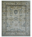 Hand Knotted Ivory And Gray Traditional Oushak Design 8x10 Wool Rug by The Rug Decor