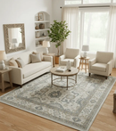 Hand Knotted Ivory And Gray Traditional Oushak Design 8x10 Wool Rug by The Rug Decor