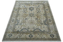 Hand Knotted Ivory And Gray Traditional Oushak Design 8x10 Wool Rug by The Rug Decor