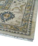 Hand Knotted Ivory And Gray Traditional Oushak Design 8x10 Wool Rug by The Rug Decor