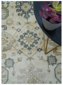 Hand Knotted Ivory And Gray Traditional Oushak Design 8x10 Wool Rug by The Rug Decor