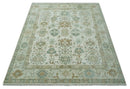 Hand Knotted Ivory and Silver 8x10 Traditional Oushak Wool Area Rug by The Rug Decor