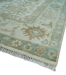 Hand Knotted Ivory and Silver 8x10 Traditional Oushak Wool Area Rug by The Rug Decor