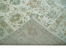 Hand Knotted Ivory and Silver 8x10 Traditional Oushak Wool Area Rug by The Rug Decor
