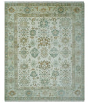 Hand Knotted Ivory and Silver 8x10 Traditional Oushak Wool Area Rug by The Rug Decor