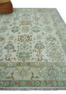 Hand Knotted Ivory and Silver 8x10 Traditional Oushak Wool Area Rug by The Rug Decor