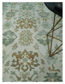 Hand Knotted Ivory and Silver 8x10 Traditional Oushak Wool Area Rug by The Rug Decor