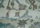Hand Knotted Ivory and Teal 8x10 and 11x11 Square Oushak Wool Area Rug by The Rug Decor