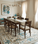 Ivory Beige Teal Wool Oushak Hand-Knotted Area Rug - Traditional