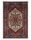 Hand Knotted Ivory, Brown and Blue 4x6 Traditional Antique Style Wool Area Rug by The Rug Decor